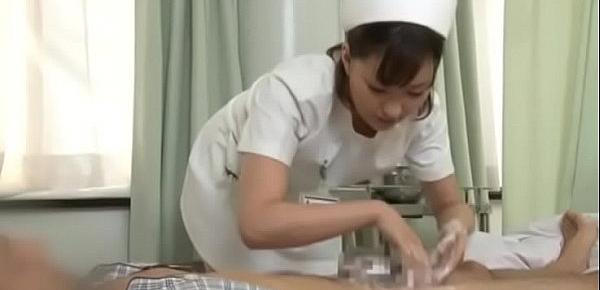  Sexy japanese nurse giving patient a handjob